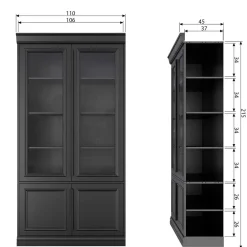 Vintage Vitrinenschrank in Schwarz - Graddos^Wohnen Clearance