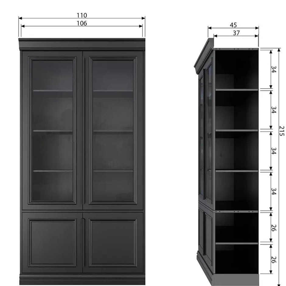 Vintage Vitrinenschrank in Schwarz - Graddos^Wohnen Clearance