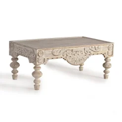 Vintage Wohnzimmertisch in Mangoholz White Wash - Lornas^Wohnen Hot