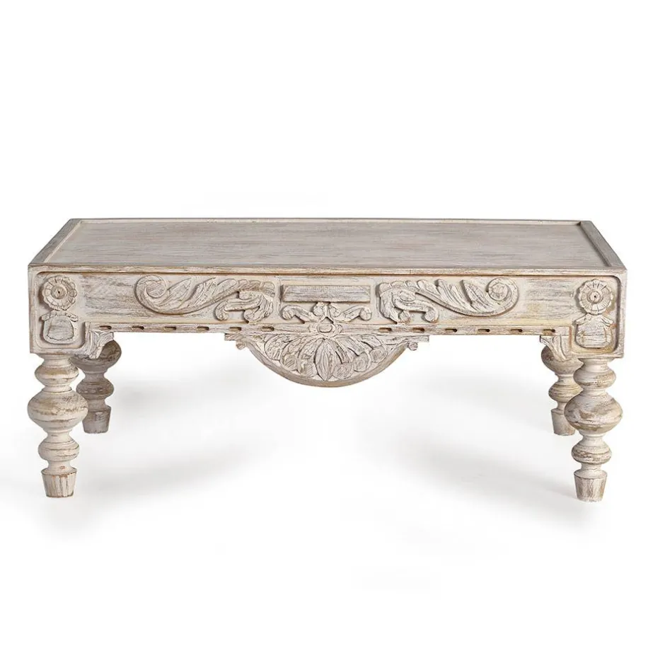 Vintage Wohnzimmertisch in Mangoholz White Wash - Lornas^Wohnen Hot