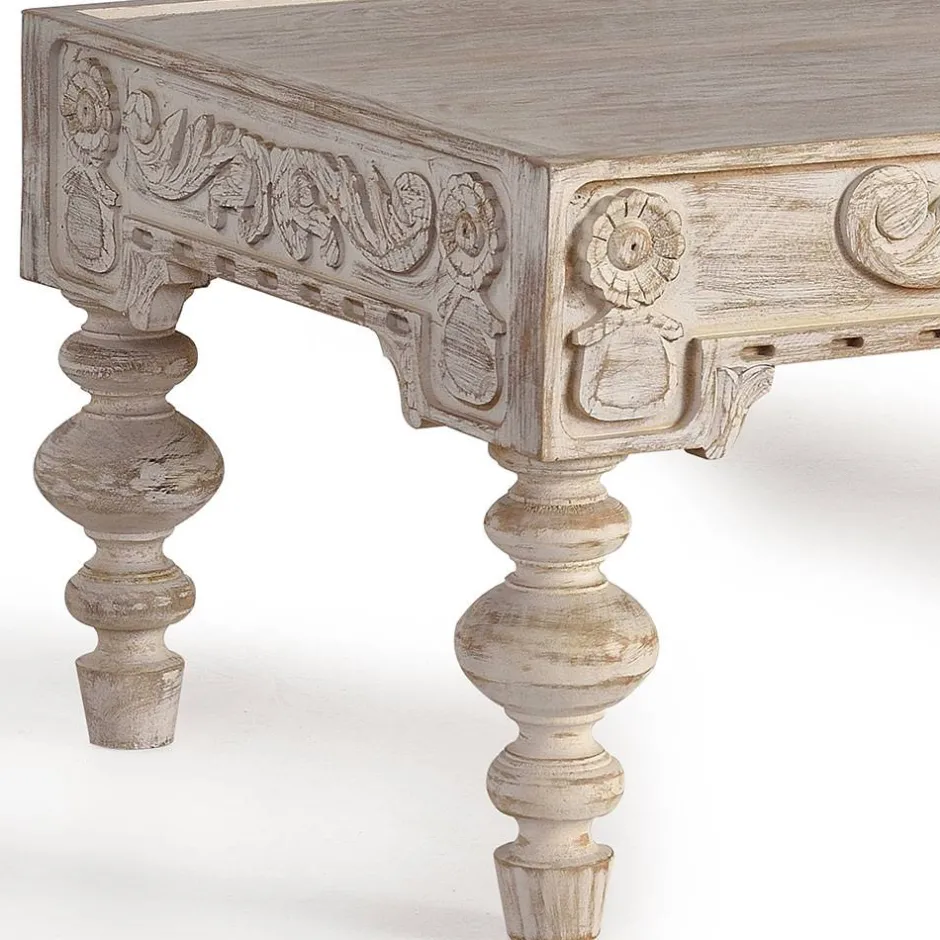 Vintage Wohnzimmertisch in Mangoholz White Wash - Lornas^Wohnen Hot