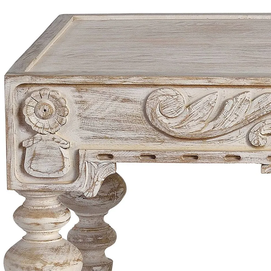 Vintage Wohnzimmertisch in Mangoholz White Wash - Lornas^Wohnen Hot