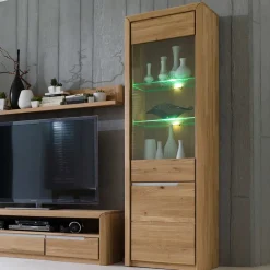 Wohnen Vitrine Croconia aus Wildeiche massiv Bianco geölt