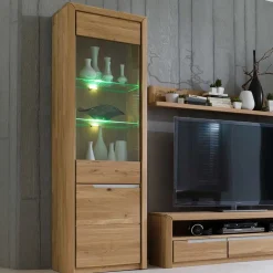 Wohnen Vitrine Croconia aus Wildeiche massiv Bianco geölt