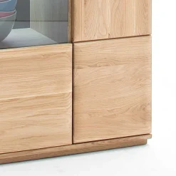 Wohnen Vitrine Highboard optional mit LED Pontros Eiche Bianco teilmassiv