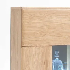 Wohnen Vitrine Highboard optional mit LED Pontros Eiche Bianco teilmassiv