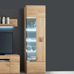 Vitrine in 60cm Breite Pontros Eiche Bianco teilmassiv^Wohnen