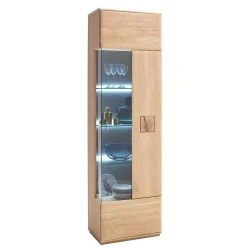 Vitrine in 60cm Breite Pontros Eiche Bianco teilmassiv^Wohnen