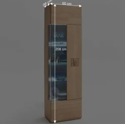 Vitrine in 60cm Breite Pontros Eiche Bianco teilmassiv^Wohnen