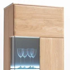 Vitrine in 60cm Breite Pontros Eiche Bianco teilmassiv^Wohnen