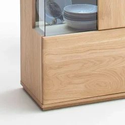 Vitrine in 60cm Breite Pontros Eiche Bianco teilmassiv^Wohnen