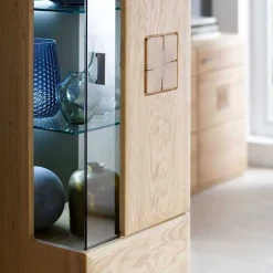 Vitrine in 60cm Breite Pontros Eiche Bianco teilmassiv^Wohnen