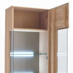 Vitrine in 60cm Breite Pontros Eiche Bianco teilmassiv^Wohnen