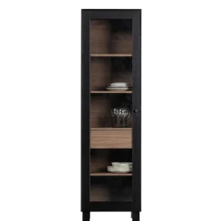 Wohnen Vitrine in Schwarz & Walnuss Optik - Rabad