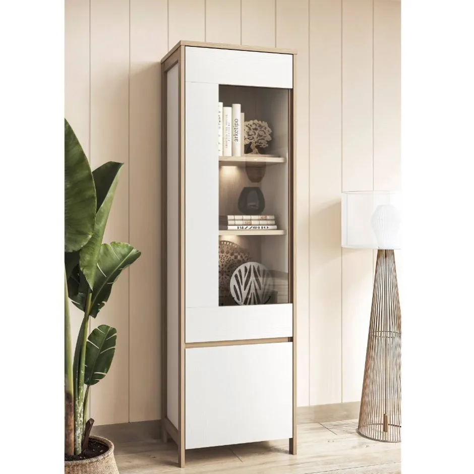 Vitrine in Weiß und Eiche Dekor - Ovidio^Wohnen Discount