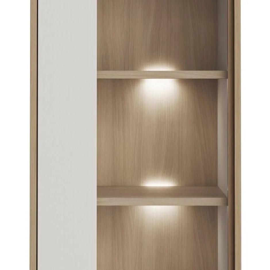 Vitrine in Weiß und Eiche Dekor - Ovidio^Wohnen Discount