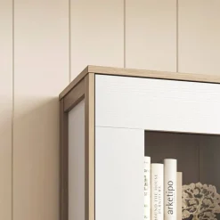 Vitrine in Weiß und Eiche Dekor - Ovidio^Wohnen Discount