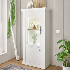 Wohnen Vitrine in weißer Holzoptik Pinie - Liancos