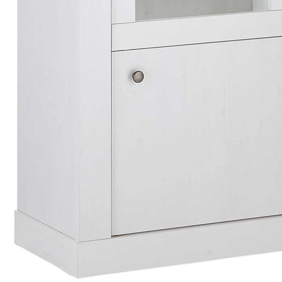 Wohnen Vitrine in weißer Holzoptik Pinie - Liancos