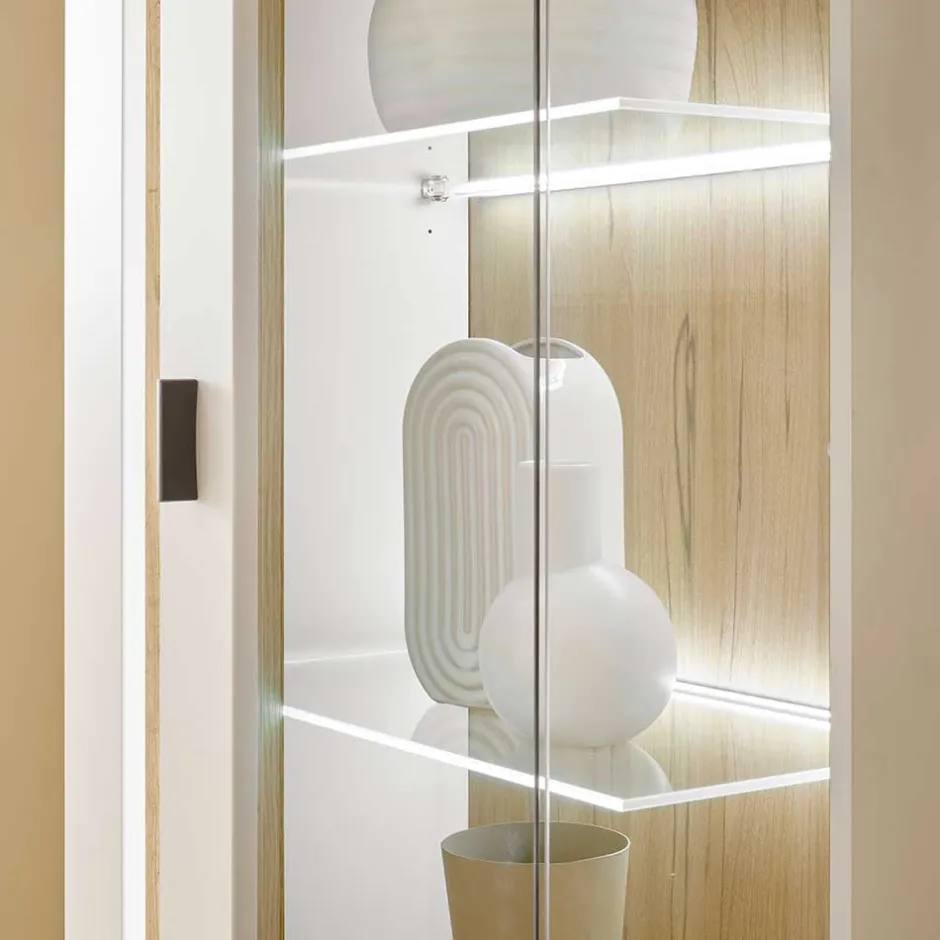 Wohnen Vitrine mit LED Licht und Metallgriff - Racelyn