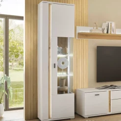 Wohnen Vitrine mit LED Licht und Metallgriff - Racelyn