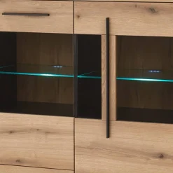 Wohnen Vitrinen-Highboard in Eiche Holzoptik - Brocus