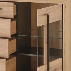 Wohnen Vitrinenkombination und Wandboard Set - Brocus (vierteilig)