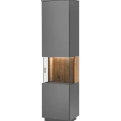 Vitrinenschrank in Anthrazit & Eiche Bianco - Cruzca^Wohnen Sale