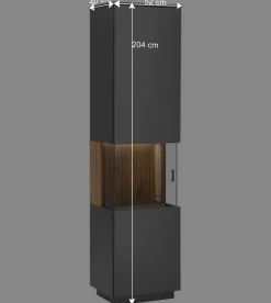 Vitrinenschrank in Anthrazit & Eiche Bianco - Cruzca^Wohnen Sale