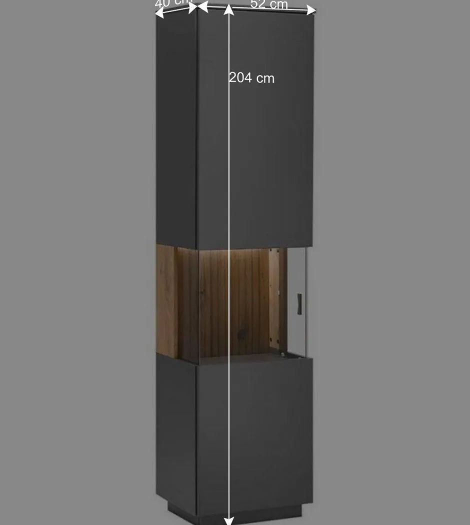 Vitrinenschrank in Anthrazit & Eiche Bianco - Cruzca^Wohnen Sale