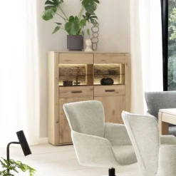 Wohnen Vitrinenschrank in Asteiche Hell - Jevedaz