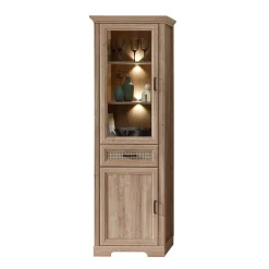 Wohnen Vitrinenschrank in Eiche Optik mit LED - Barack