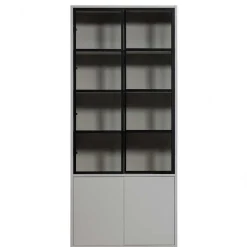 Wohnen Vitrinenschrank in Hellgrau und Schwarz - Arno