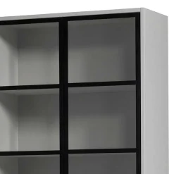 Wohnen Vitrinenschrank in Hellgrau und Schwarz - Arno