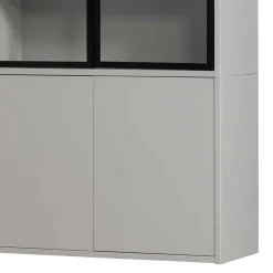 Wohnen Vitrinenschrank in Hellgrau und Schwarz - Arno