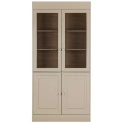 Wohnen Vitrinenschrank in Hellgrau mit Braun - Floressa