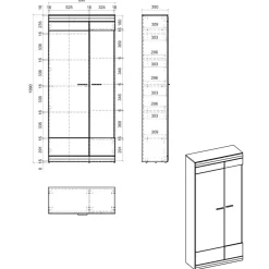 Wohnen Vitrinenschrank in Hellgrau & Zinneiche NB - Lioscas