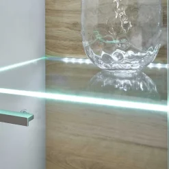 Wohnen Vitrinenschrank in Hellgrau & Zinneiche NB - Lioscas