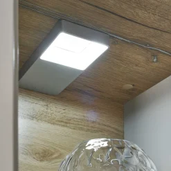 Wohnen Vitrinenschrank in Hellgrau & Zinneiche NB - Lioscas