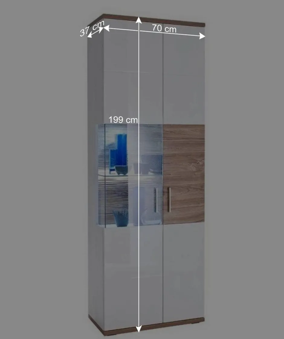 Vitrinenschrank in Hochglanz Weiß - Icadro^Wohnen New