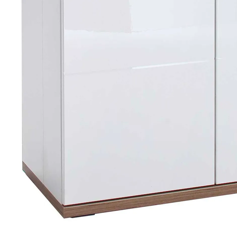 Vitrinenschrank in Hochglanz Weiß - Icadro^Wohnen New