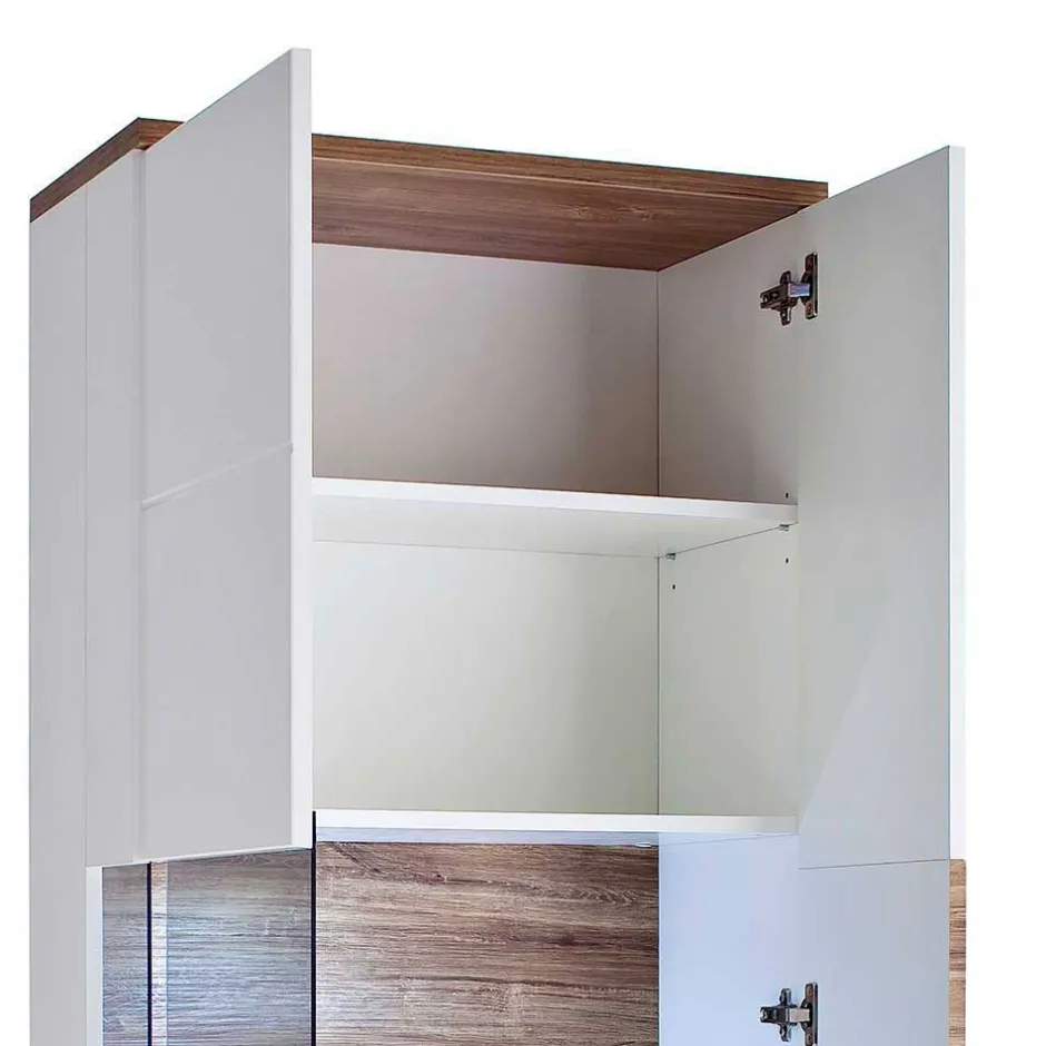 Vitrinenschrank in Hochglanz Weiß - Icadro^Wohnen New