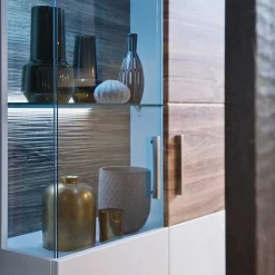 Vitrinenschrank in Hochglanz Weiß - Icadro^Wohnen New