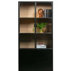 Vitrinenschrank in Kiefer und Schwarz - Angoro^Wohnen Outlet