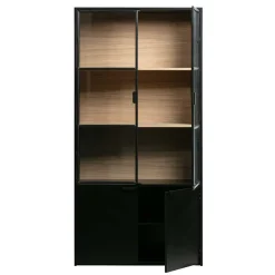 Vitrinenschrank in Kiefer und Schwarz - Angoro^Wohnen Outlet