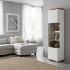 Vitrinen-Schrank in Soft White und Wildeiche - Yordyn^Wohnen Best