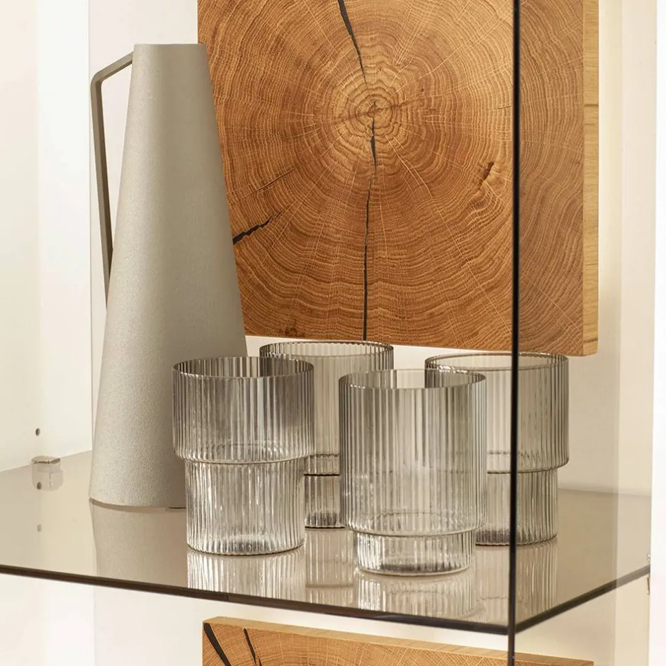 Vitrinen-Schrank in Soft White und Wildeiche - Yordyn^Wohnen Best