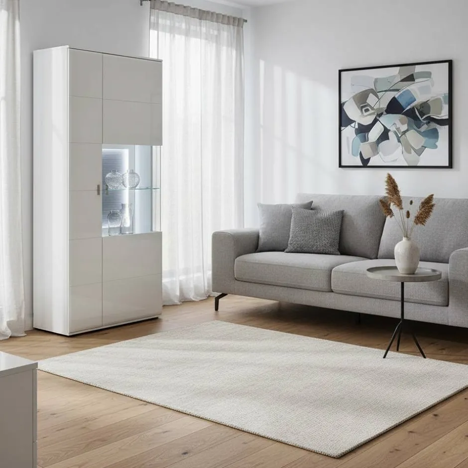 Vitrinenschrank in Weiß & Anthrazit - Hazime^Wohnen Outlet