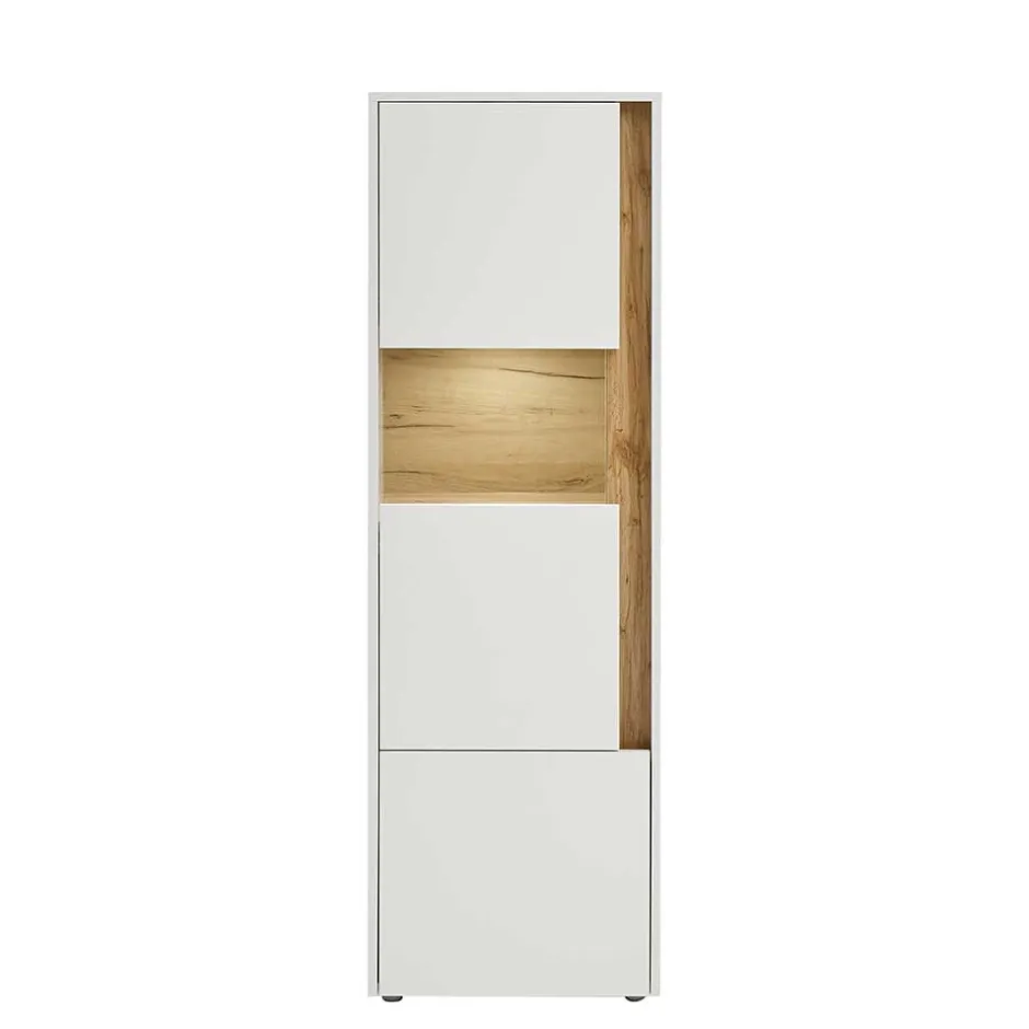 Vitrinenschrank in Weiß & Wildeiche Dekor - Nonessia^Wohnen Discount