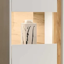 Vitrinenschrank in Weiß & Wildeiche Dekor - Nonessia^Wohnen Discount